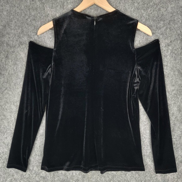 Calvin Klein Velvet 2 Pc Set Womens M Black Velvet Top Pants Stretch Outfit - Picture 3 of 16